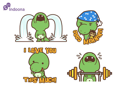 Chuck the T-Rex Stickers (5) for indoona app app chibi cute dinosaur kawaii mobile stickers t rex