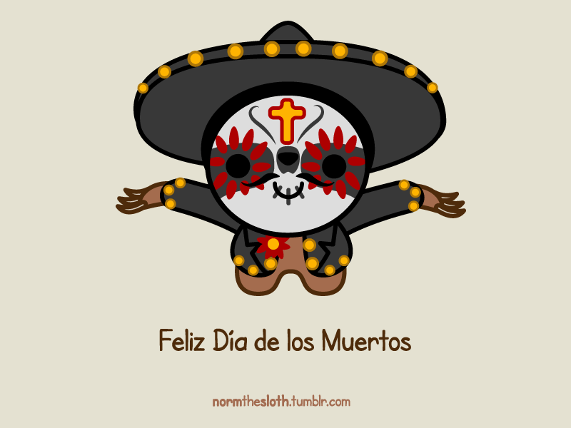 Norm the Hyperactive Sloth - Día de los Muertos animation chibi cute gif hyperactive kawaii sloth