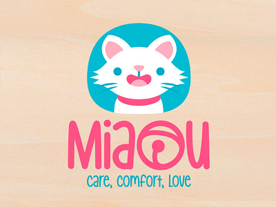 Miau Logo brand branding cat chibi cute kawaii kitty logo petshop