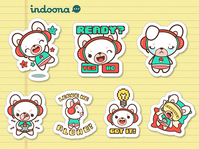Momo Chan Stickers for Indoona 02 bunny cute gamer girl indoona kawaii mobile stickers