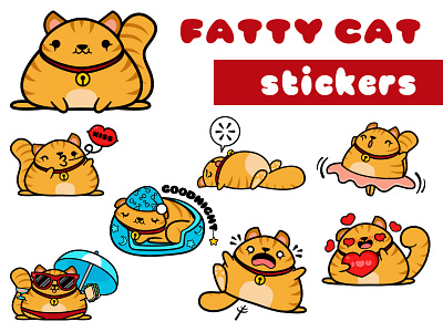 Fatty Cat Stickers for Looksery App adorable cat cute kawaii kitty mobile stickers