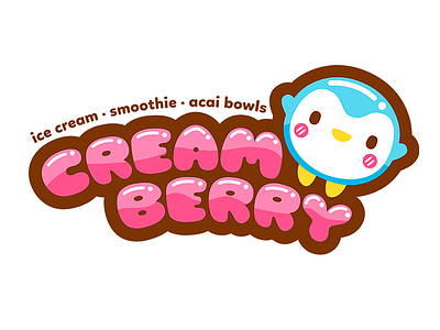 Creamberry Ice Cream Shop Logo cute icecream kawaii logo mascot penguin shop yuru yuru chara ゆるキャラ 可愛い