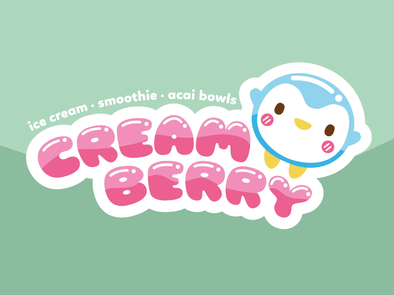 Creamberry Logo Version cute icecream kawaii logo mascot penguin shop yuru yuru chara ゆるキャラ 可愛い