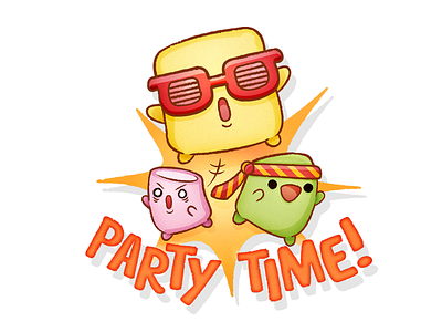 Party Marshmallows Stickers for Google Allo | Party Time app mobile cute google google allo google stickers kawaii marshmallows stickers