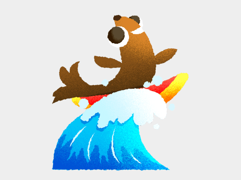 Sea Lion Surfer | California Dreamin' Animated Stickers AMINO+ after effects amino animated app california icon kawaii mobile startup stickers sun vector
