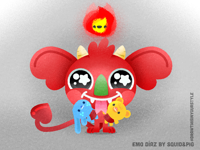 Emo Díaz | #DrawThisInYourStyle cute demon draw this in your style emo diaz flame gif kawaii sticker vector