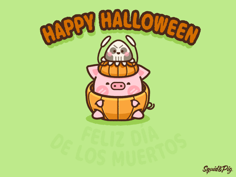 Halloween vs Día de Muertos celebration difuntos fiesta gif halloween muertos pig squid