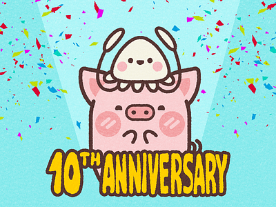 10ᵗʰ Anniversary S&P chibi cute illustration kawaii logo sticker vector