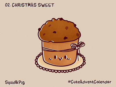 02. Christmas Sweet #CuteAdventCalendar chibi christmas cute cuteadventcalendar icon illustration kawaii panettone sticker stickers vector