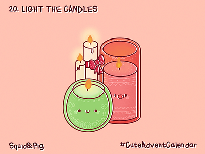 20. Light the candles #CuteAdventCalendar christmas cute icon illustration kawaii vector xmas