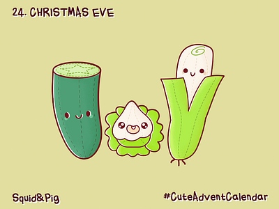 24. Christmas Eve #CuteAdventCalendar christmas cute icon kawaii stickers vector vegetable xmas