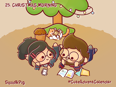 25. Christmas Morning #CuteAdventCalendar chibi christmas cute icon kawaii stickers vector xmas
