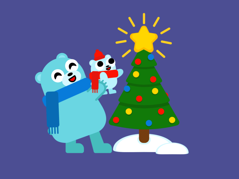 Bertie & Bert: The Xmas Polar Bears animation animation 2d app christmas cute gif kawaii lottie polar bear star stickers tree vector