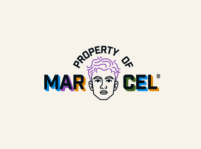 Property of Marcel apparel branding character logo puerto rico spanish vector