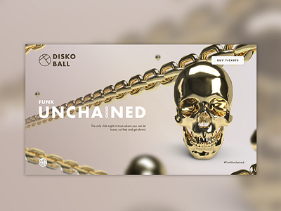 Disko Ball Nightclub // Landing Page Design 3d chains disco gold landing page skull ui ux web design website