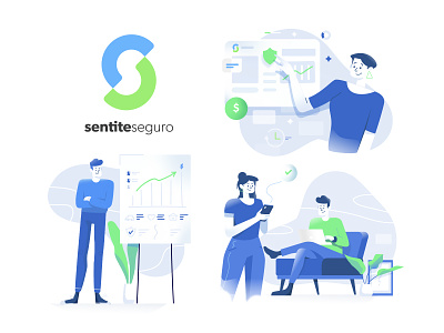 SentiteSeguro branding character design design illustration insurance app insurtech logo ui ux vector website website illustration
