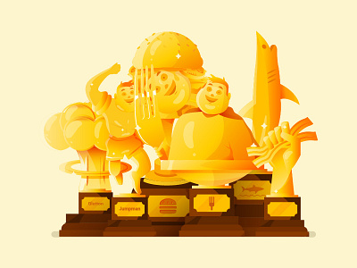 Trophies burger desing flat food funny game gradients illustration trophies trophy
