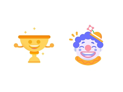 Icons app badges character clown flat funny gradients illustration sticker trophy