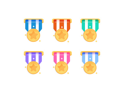Medal app badges flat funny gradients illustration medal sticker