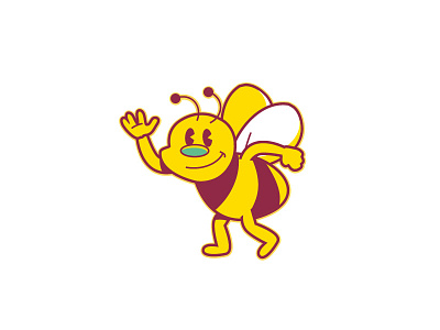 Bee bee character flat funny illustration logo mascot simple vector