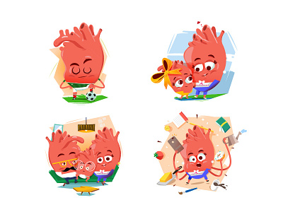 Characters advertising characters company flat funny health heart illustration love prevention vector