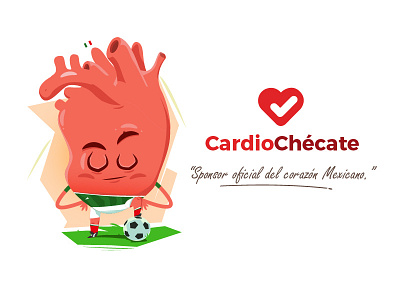Character advertising brand mascot cardiochécate character flat funny health heart illustration méxico prevention simple soccer