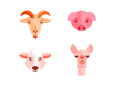 Farm animals animales design farm animals flat goat icon icons illustration llama pig sheep