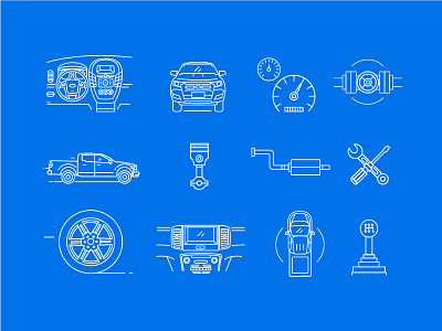 Icons branding bullets car design icon icons illustration pickup ranger simple stroke vector