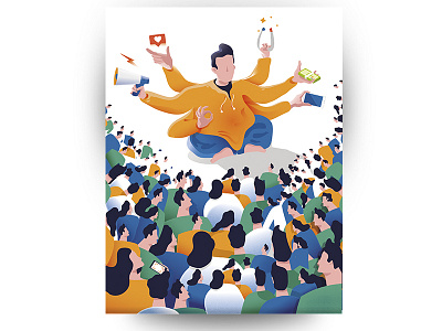 Influencer cover design editorial flat gradient illustration influencer magazine vector