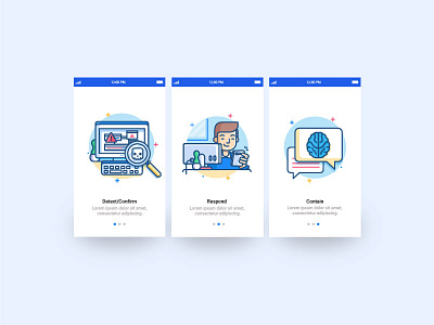 On boarding Malicio android app design flat illustration ios mobile onboarding screens stroke ui ux