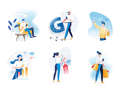 Characters animation character design design ecommerce flat graphic illustration market onboarding retail simple ui ux vector