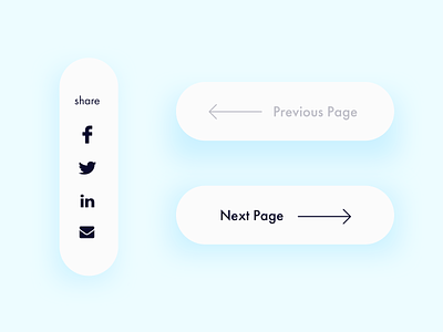 Social media Share, Pagination, Previous and Next page arrow article blog button clean dailyui home homepage hubspot listing minimal next postshare previous share share button sketchapp social network wordpress wordpress theme