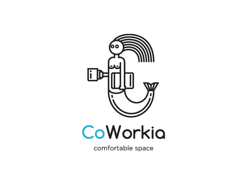 Coworkia branding logo mermaid warsaw Сoworking