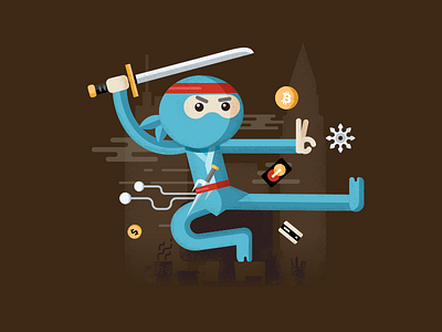NinjaPayment Illustration flat flat design fun graphic illustration ninja payment service