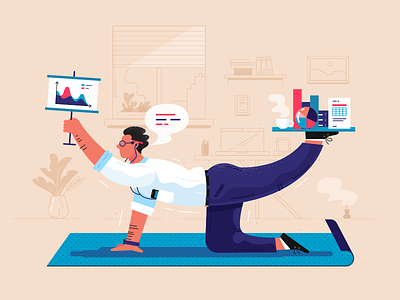 Keep The Balance business character fireart studio graphics illustration yoga