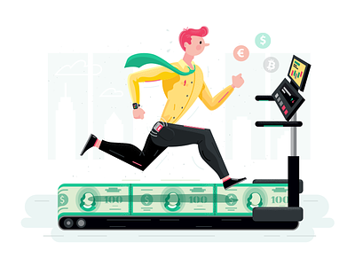 Endless Running business character fireart studio fun graphics illustration money running man sport