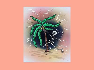 Palm dancing Skele beach digital illustraion drawing illustration palm tree procreate skeleton spot illustration tropical
