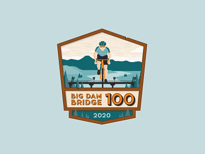 Big Dam Bridge 100 - 2020 arkansas badge bicycle bridge illustration mountain nature race