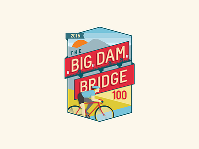Big Dam Bridge 100 badge bicycle bike bridge logo race