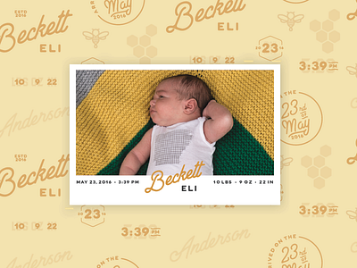 Beckett Eli birth announcement pattern postcard type