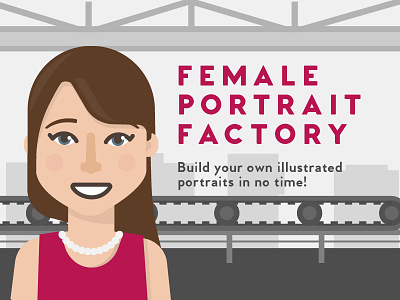 Female Portrait Factory avatar eyes face female flat girl hair icon illustrated nose portraits women
