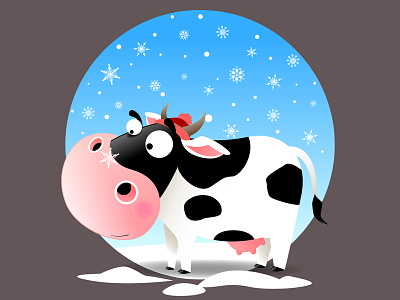 Snow Cow art illustration vector