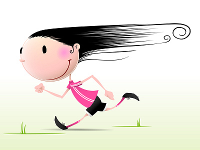 Girl Running art illustration vector