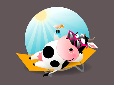 Vacation Cow art illustration vector