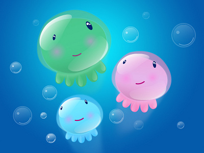 Smiling Jellies art illustration vector