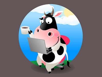 Working Cow art illustration vector