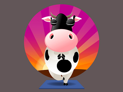 Yoga Cow art illustration vector