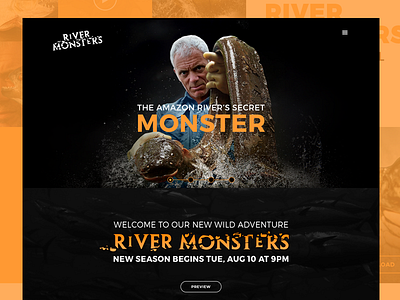 River Monster Website Redesign homepage orange redesign rivermonster website