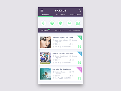 TickTub apps design Conecpt apps awesomeapps ticket