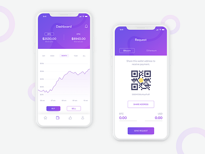 Cryptocurrency App design app bitcoin crypto cryptocurrency dashboard design ico mobile payment token ui wallet